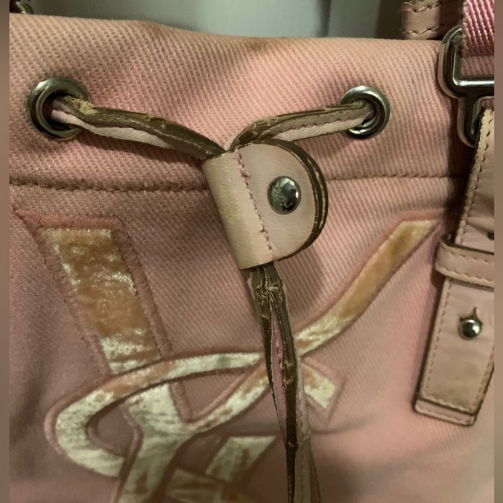 YSL Yves Saint Laurent Kahala Pink Canvas Tote - Picture 4 of 16